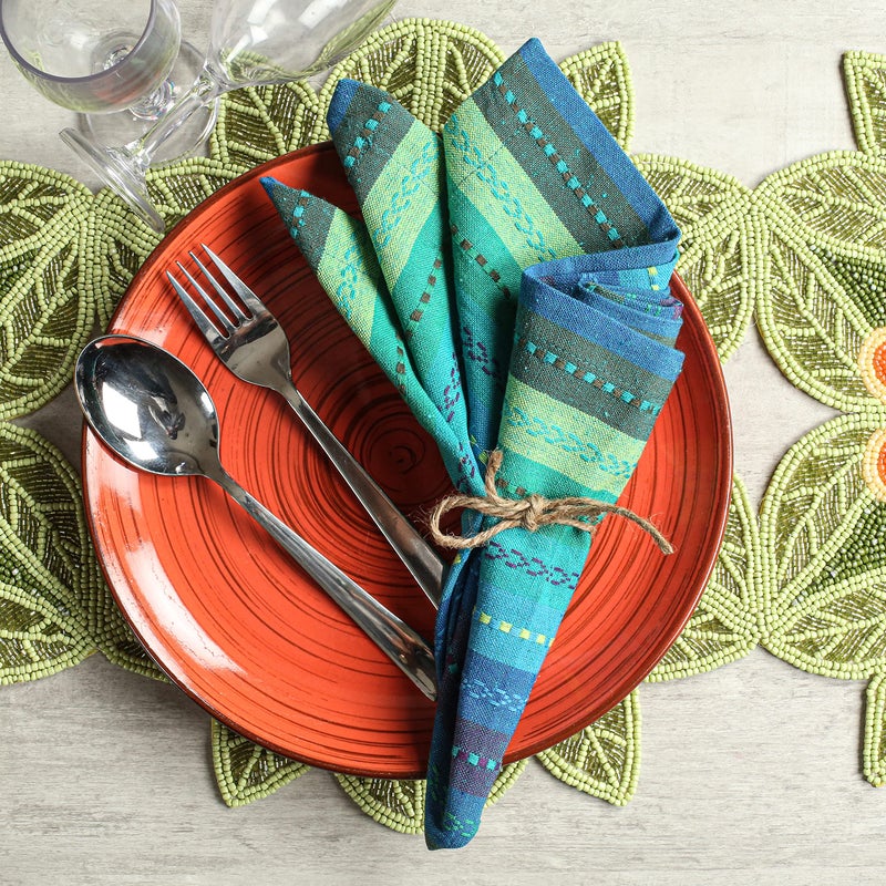 Light & Pro Lightnpro Salsa Stripes Cloth Napkins Set of 12 â€“ Wedding, Christmas & Holiday Table Napkins, Machine Washable Cloth Napkins for Special Occasions & Everyday Use - 18x18 Inch Teal Multi - Image 3